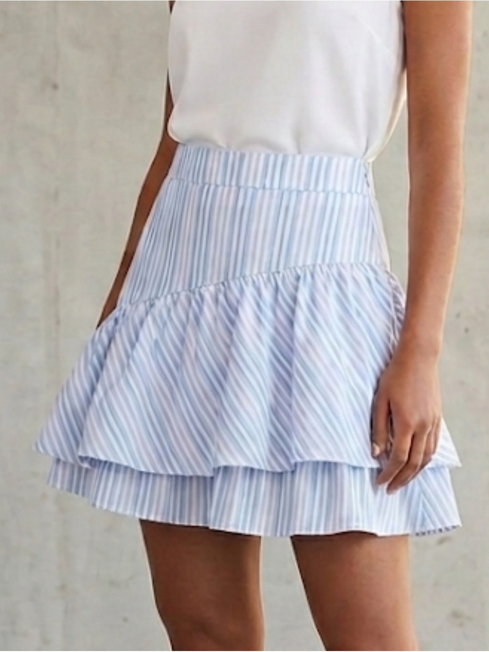 NEW EMILY MCCARTHY SANTORINI STRIPED TIERED MINI SKIRT